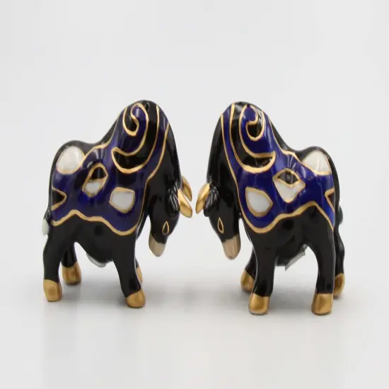 Ceramic Black Bull with Gold Accents Salt And Pepper Shakers, Home Décor, Gift for Her, Gift for Mom, Kitchen Décor {3}