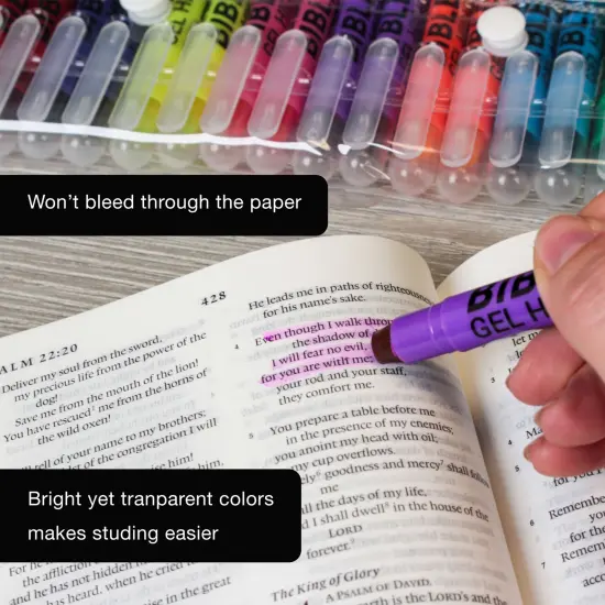 U.S. Office Supply Bible Safe Highlighter Set of 16, 2 Sets of 8 Bright Flouresent Colors, Dry Bible Highlighters No Bleed, Fade or Smear, Safe Gel Markers, Accessories, Study Guide {6}