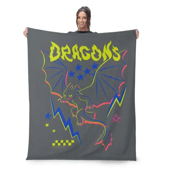 Universal How to Train Your Dragon Silk Touch Throw Blanket Neon Dragon {2}
