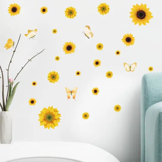 Sunflower Peel and Stick Wall Decals, Sunflower Decorations {3}