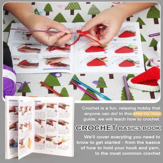 Crochet Kit - 23pcs Crochet Hooks, 655 Yards Yarn Set, and Accessories (Grey) {2}