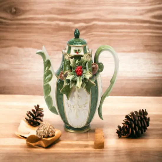 Ceramic Christmas Holly Teapot, Gift for Her, Gift for Mom, Tea Party D&eacute;cor, Caf&eacute; D&eacute;cor, Christmas D&eacute;cor {2}