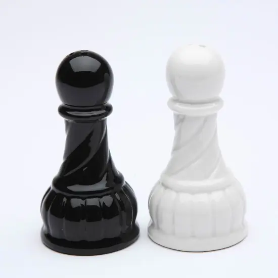 Ceramic Black and White Pawn Chess Piece Salt and Pepper Shakers, Home D&eacute;cor, Gift for Him, Gift for Dad, Kitchen D&eacute;cor, Game Room Decor {3}