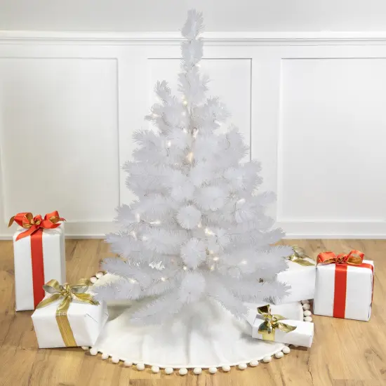 Northlight Pre-Lit White Alaskan Pine Artificial Christmas Tree - 3' - Warm White LED Lights {1}