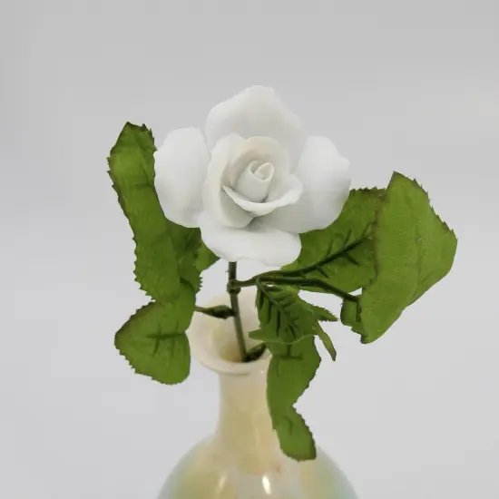 Hand Crafted Ceramic White Rose Flower-Vase NOT Included, Valentines Day Decor, Wedding D&eacute;cor or Gift, Anniversary D&eacute;cor, Anniversary Gift {2}
