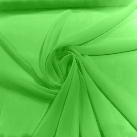 1 Yard 58/60" Width Solid Chiffon Lightweight Soft Polyester Fabric Neon Green {1}