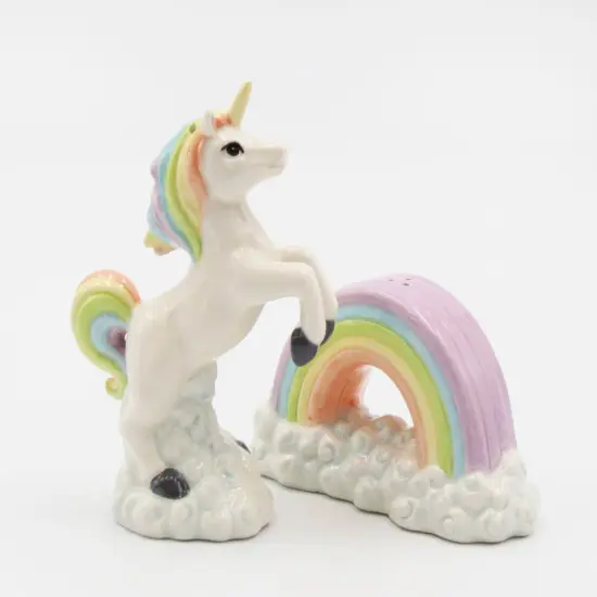 Ceramic Unicorn Jumping Over the Rainbow Salt and Pepper Shakers, Home D&eacute;cor, Gift for Her, Gift for Daughter, Kitchen D&eacute;cor {3}