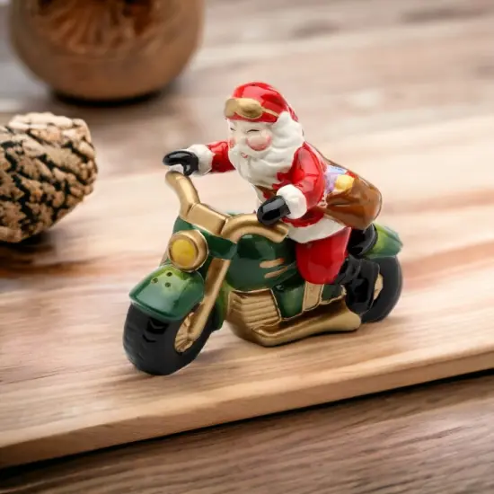 Ceramic Christmas Santa Riding Motorcycle Salt & Pepper Shakers, Home D&eacute;cor, Gift for Her, Gift for Mom, Kitchen D&eacute;cor, Christmas D&eacute;cor {2}