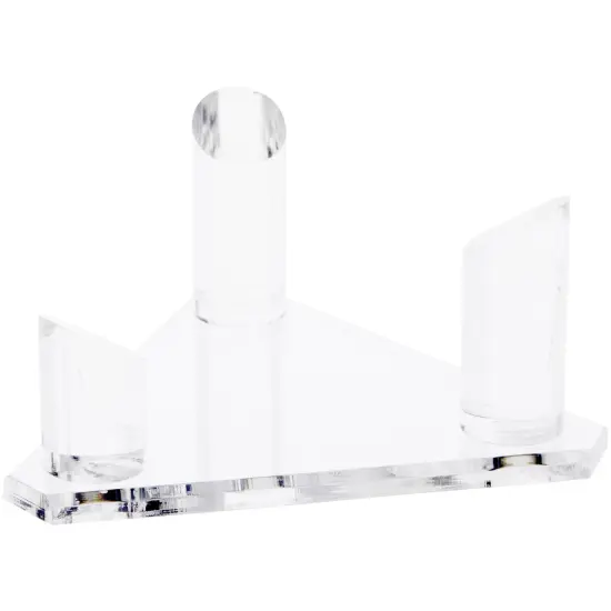 Plymor Clear Acrylic Beveled Triangular Display Base with 3 Display Prongs for Geode, Mineral or Crystal Cluster, 7.375" W x 6.5" D x 3.125" H {1}