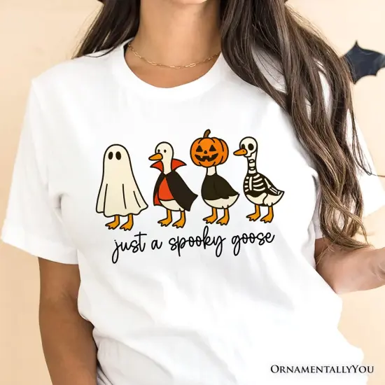 Just a Spooky Goose T-Shirt, Funny Halloween Costumes Tee {5}