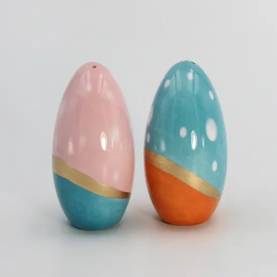 Ceramic Blue and Pink Easter Eggs with Gold Accent Salt and Pepper Shakers, Gift for Her, Gift for Mom, Kitchen D&eacute;cor, Spring D&eacute;cor {5}