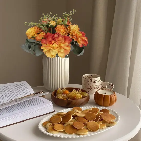 Orange Dahlia Peonies Artificial Flowers 2 Bouquets Dahlia Combo Peony Silk Flowers 18stems Faux {2}