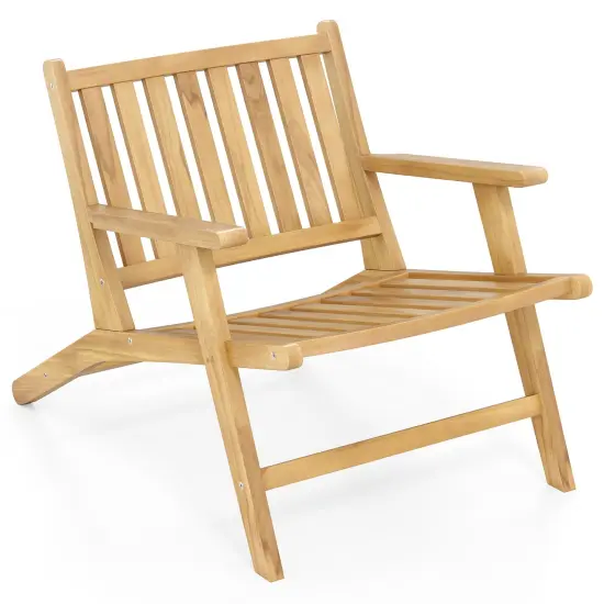 Teak Wood Outdoor Reclining Chair with Comfortable Backrest and Armrests {1}