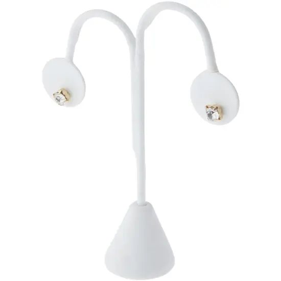 Plymor White Faux Leather Lamp Style, Single Pair Earring Display Stand, 3.75" W x 1.25" D x 4.75" H {3}