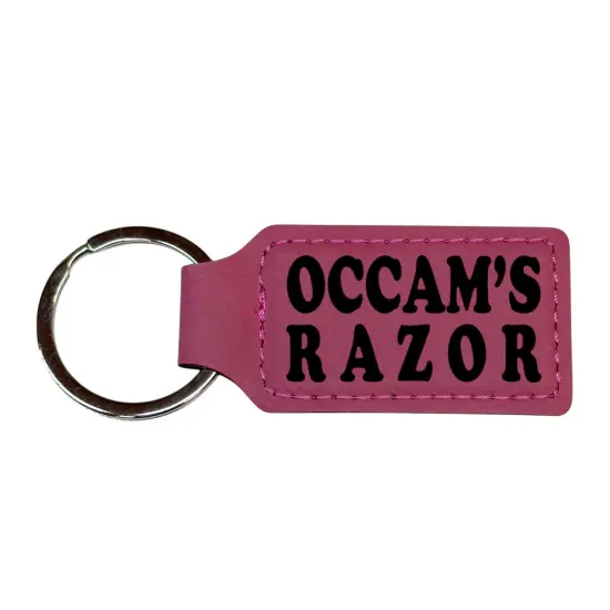 Keychain - Rectangle - Occams Razor - Leather Black/Silver {2}