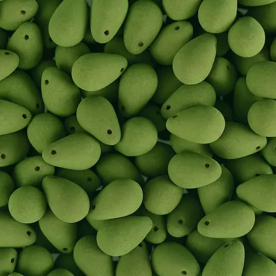 John Bead 114pcs 6x9mm Czech Glass White Alabaster Velvet Drop Bead Strands Khaki {2}