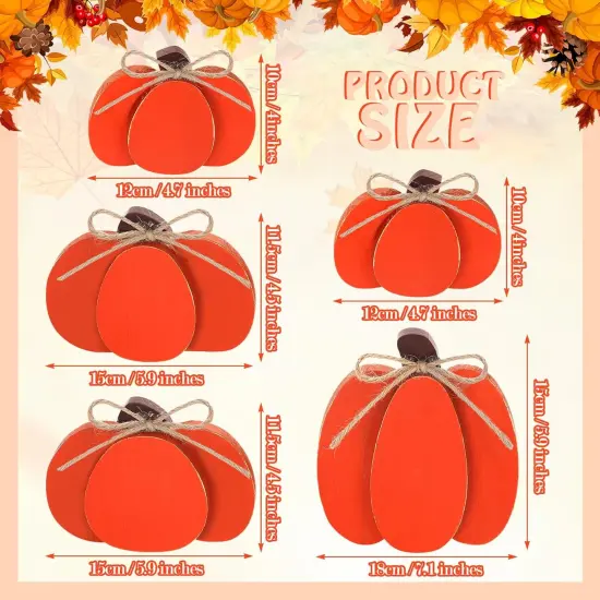 5 Pcs Fall Pumpkin Tabletop Decor Autumn Wooden Signs {2}