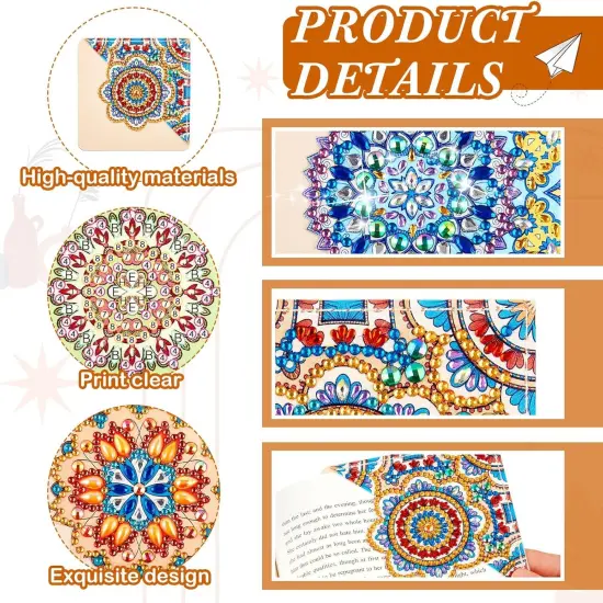 8 Pcs Mandala Diamond Art Painting Bookmarks Kits {3}