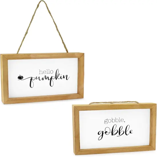 Set of 2 Fall Theme Wood Signs Wall Decor(8.5 x 5 inches) {1}