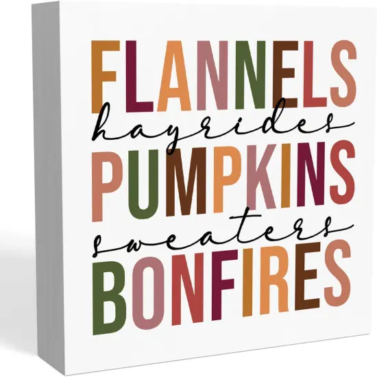 Thanksgiving Fall Flannels Tabletop Decor 5 x 5 inches {1}