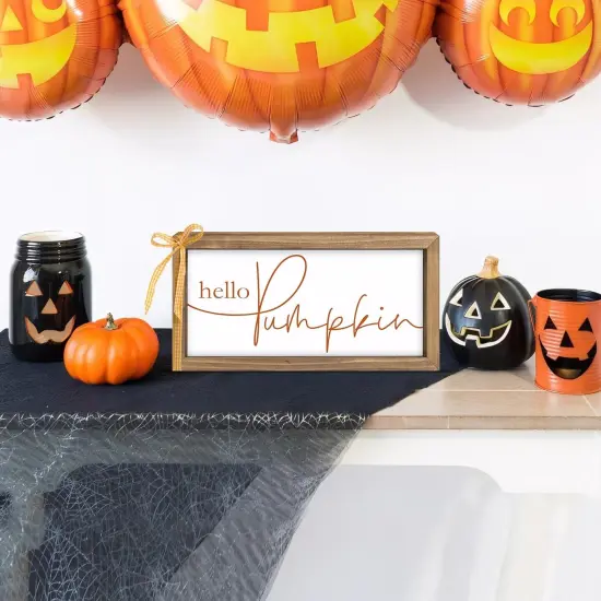 Hello Pumpkin Sign Thanksgiving Table Decor {5}