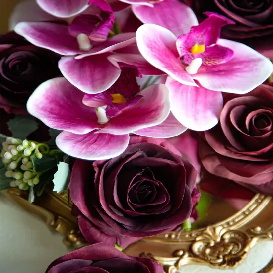 10pcs Silk Roses Artificial Flowers Fake Burgundy Rose Bouquet for Arrangement Wedding Party Home Decoration {4}