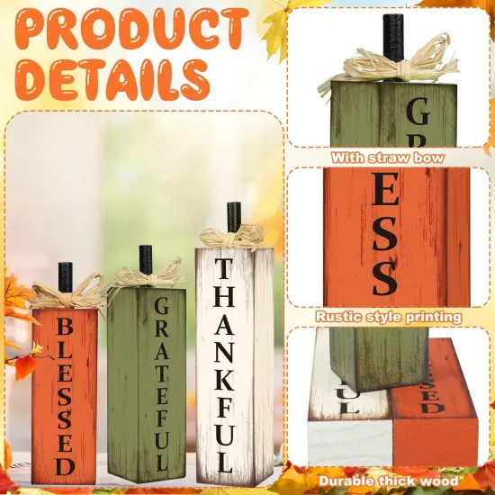 Thankful Blessed Grateful Tabletop Signs {2}