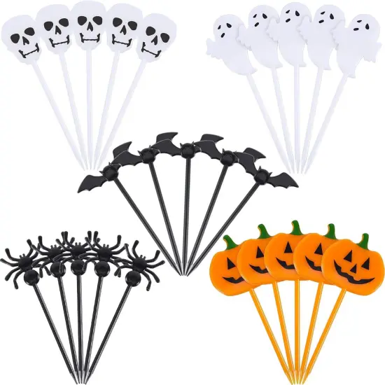 100 Pcs Plastic Halloween Picks Cupcake Toppers {2}