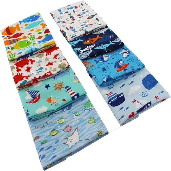 8Pcs Ocean Quilting Cotton Fabric Quarters - 18x22 Inches {4}
