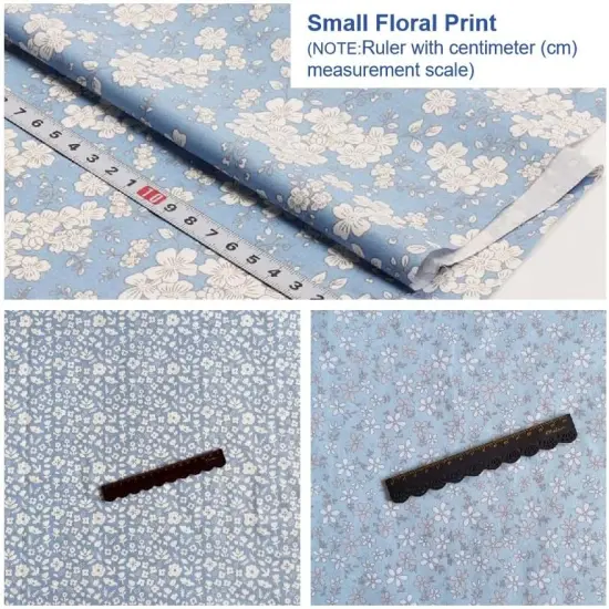 42Pcs - 100% Cotton Boys Fabric Squares,5 Inch Quilting Supplies Clearance Blue Floral {3}