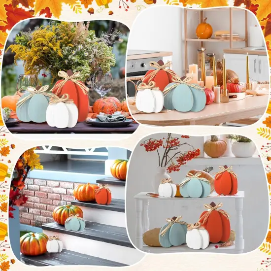3 Pcs Wooden Pumpkin Signs Fall Decorations {3}