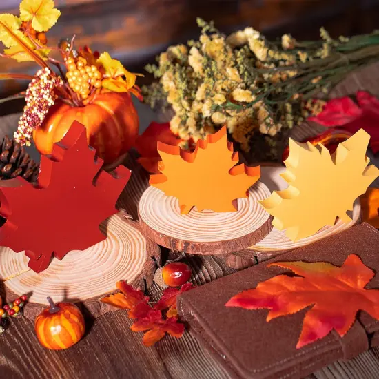 3 Sizes Maple Leaves Wooden Sign Table Decor {3}