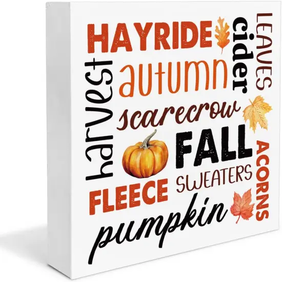 Pumpkin Wooden Sign Fall Tabletop Decor {1}
