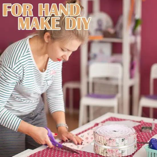 100 Pcs Vintage Pink Rose Quilting Fabric Roll 2. 56 Inch {2}