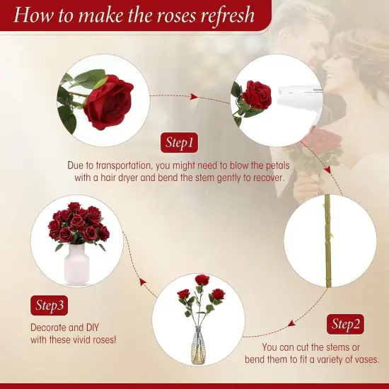 Realistic Silk Fake Roses Bouquet for Home Wedding Centerpieces Party Table {2}