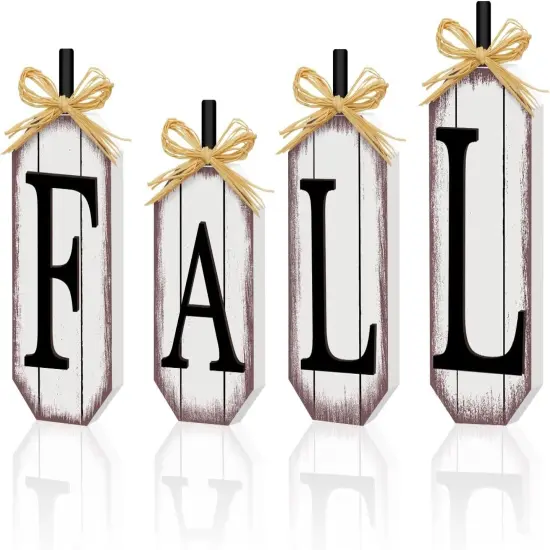 4 Pcs Wooden Fall Signs Tabletop Decor {1}