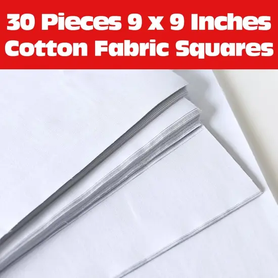 30 pcs White Cotton Fabric Squares, 9 x 9 Inches Quilting Fabric Squares {2}