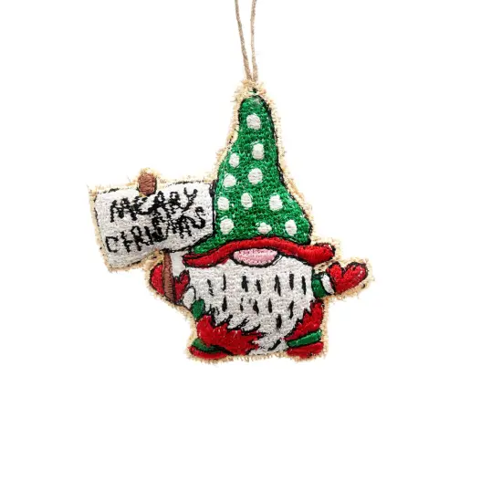 Santa Cheer Hanging Ornament - Multi Color -4" x 0.5" x 4" {2}