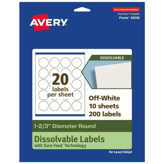 Avery Dissolvable Labels, 1-2/3" Diameter Round {1}
