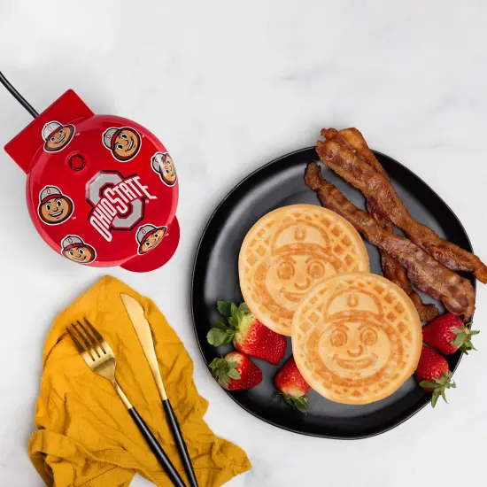 Uncanny Brands Ohio State Buckeyes Brutus Buckeye Mini Waffle Maker {1}
