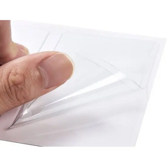 100-Pack Clear Business Card Pockets Holders 3.75x2 In, Self-Adhesive Top Load Plastic Protector and Sleeves Labels, Bulk Set for Storage, Organization, Labeling {7}