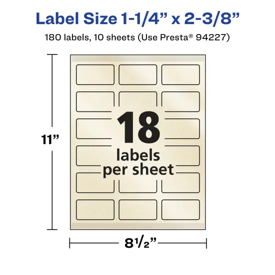 Avery Pearlized Ivory Rectangle Labels with Sure Feed Technology, Print-to-the-Edge, 1-1/4" x 2-3/8" {5}