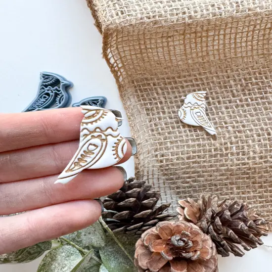 FOLKISH BLUE BIRD | CARDNIAL | CHRISTMAS | CLAY CUTTER {3}