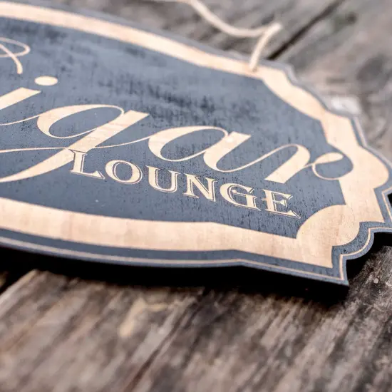Cigar Lounge - Black Door Sign 7x10in {4}