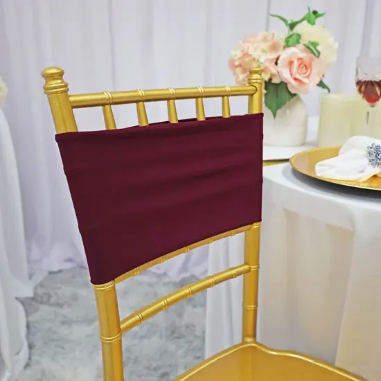 10 Pieces Burgundy Stretch Spandex Chair Bands for Banquet Chairs 7 x 13 Inches {2}