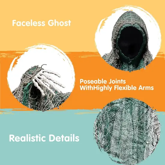 4 Pack 19'' Halloween Hanging,Faceless Grim Reaper Set with Posable Arms in Dark Horror Robe {2}