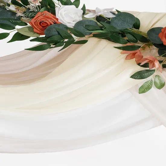 Wedding Arch Draping Fabric 3 Panels 20Ft Chiffon Fabric Drapes Arbor Drapery Wedding Ceremony Reception Swag Decorations (Nude +Cream +White) {4}