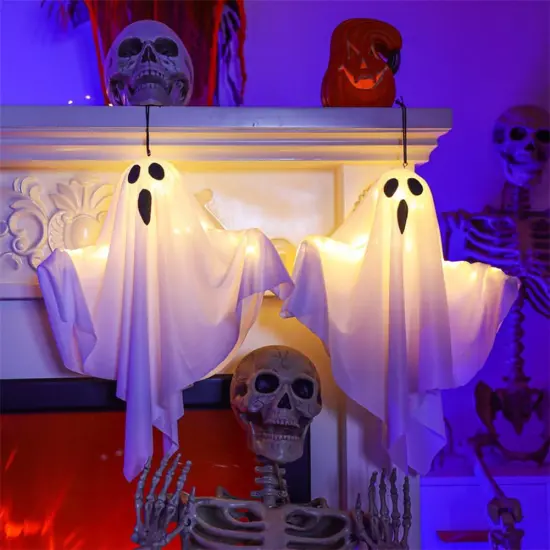 4 Packs Halloween Ghost Decorations with Light - White {3}