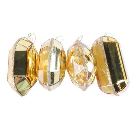 4&ndash;5&Prime; Gold Rectangle Jewel Glitter Ornaments - Set for 4 {2}