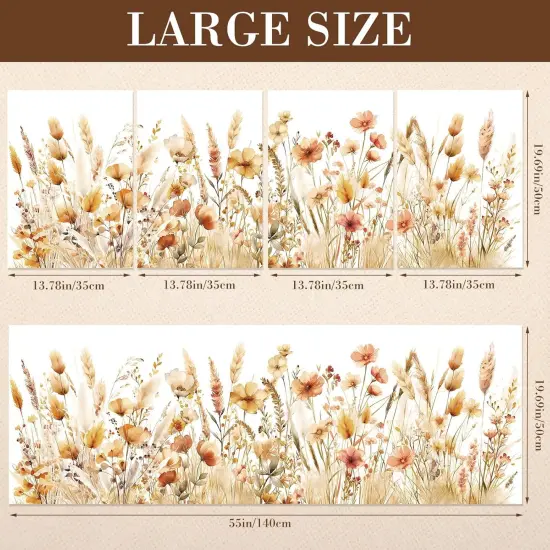 4 Pcs Boho Flower Wall Decals {2}